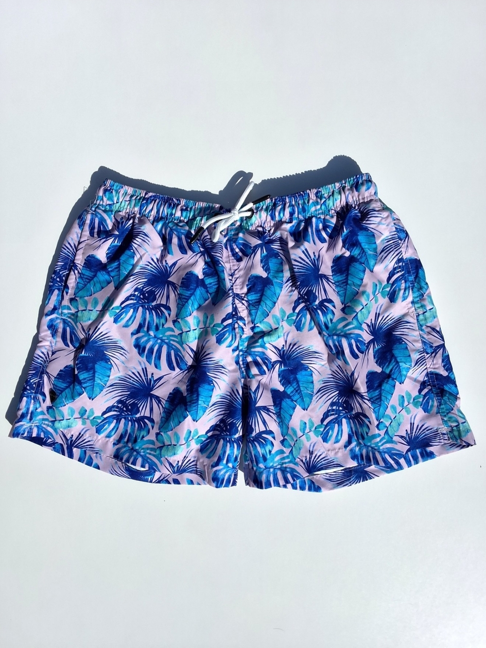 Sunset X Vine Monstera Print Men's Swim Trunks - Lavender (Size L)